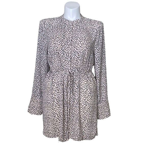 Chico's Dot-Print Smocked Tunic, Peony Petal Long Sleeves Chico's Size 2 (L) - Picture 3 of 11